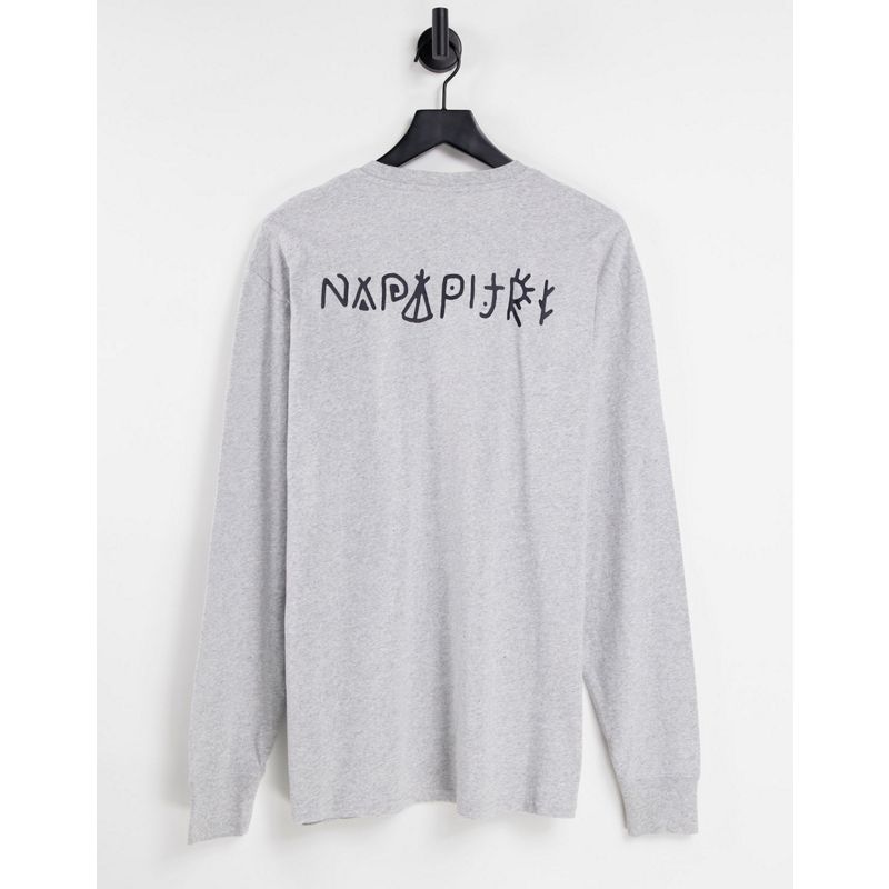 Activewear btMzp Napapijri - Yoik - T-shirt a maniche lunghe con stampa sulla schiena, colore grigio chiaro