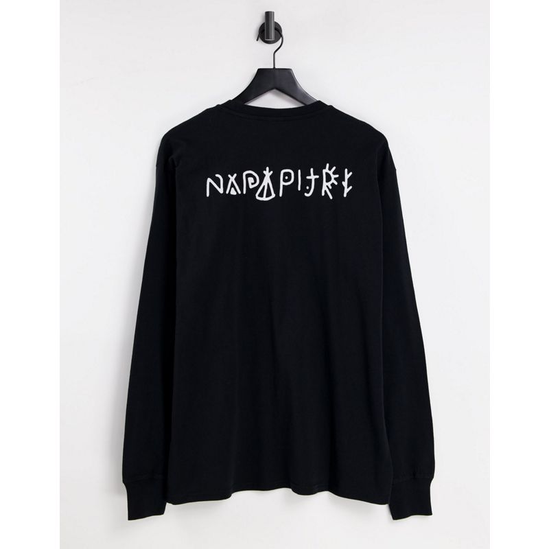 Napapijri - Yoik - T-shirt a maniche lunghe nera con stampa sulla schiena
