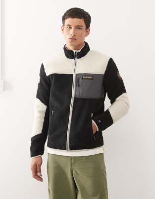 Napapijri Napapijri Yupik fleece jacket in black and white