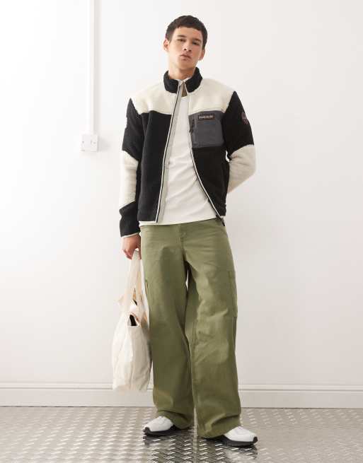 Napapijri Yupik fleece jacket in black and white, 2 of 5