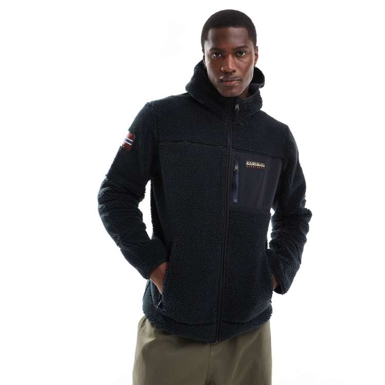 Napapijri Yupik logo full zip fleece jacket in black | ASOS