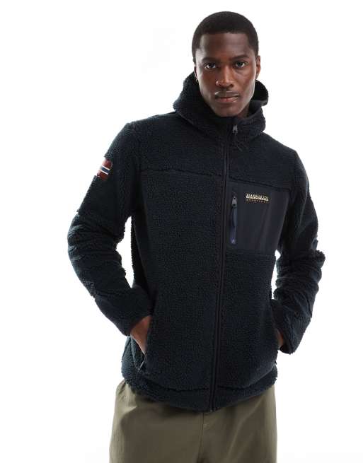 Black fleece jacket with zip pockets hotsell