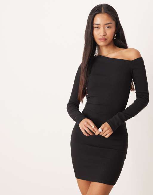 long sleeve short dress formal Erin Black Long Sleeve Dress