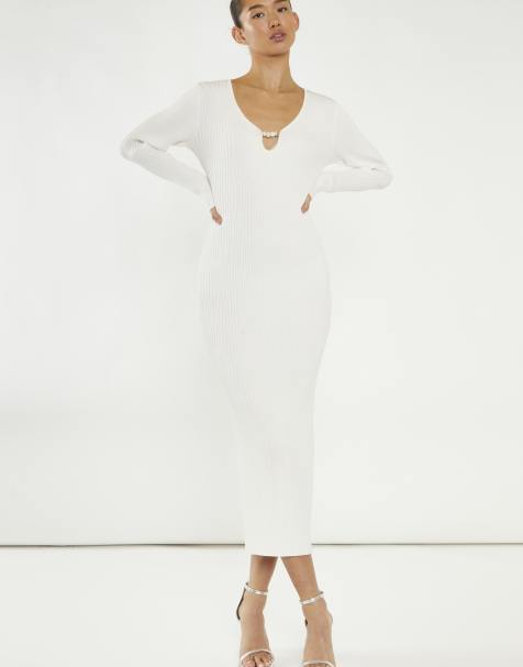 Narrated Bead detail maxi-dress in off white - view 1