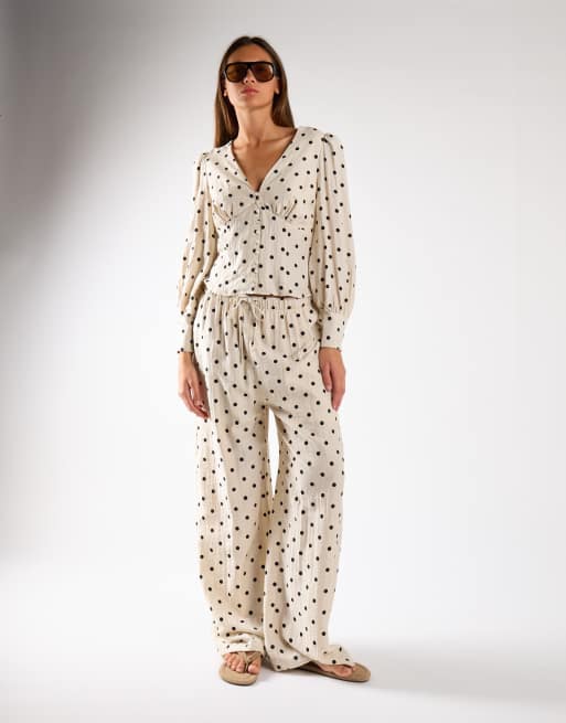 Narrated Button front blouse in natural black spot, 2 of 4
