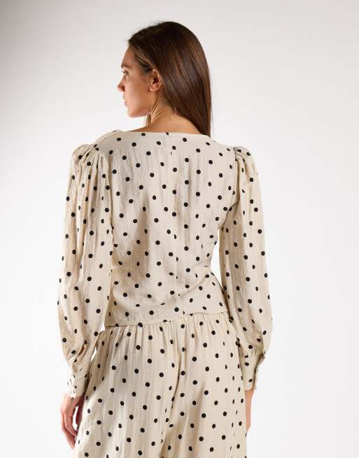 Narrated Button front blouse in natural black spot, 4 of 4