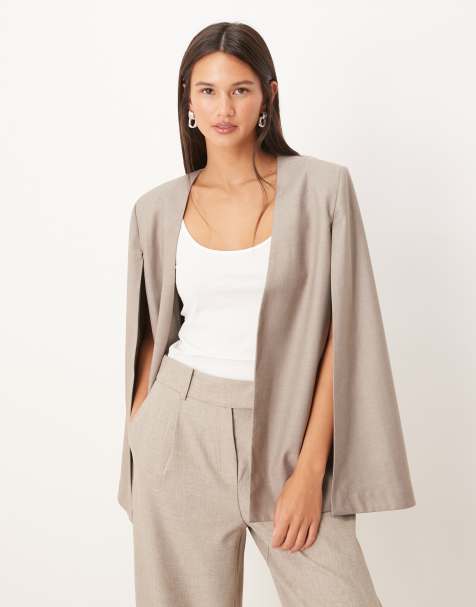 Narrated Caped blazer in taupe grey - view 1
