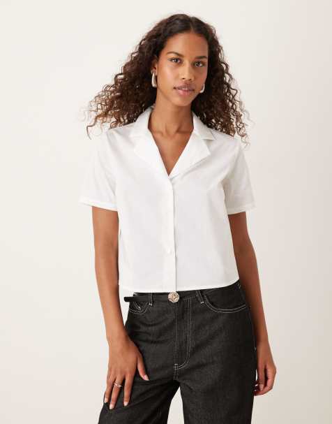 Narrated Collared short sleeve shirt in white poplin - view 1