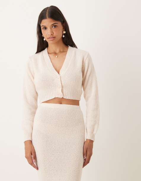 Narrated Cropped cardigan in vanilla - view 1