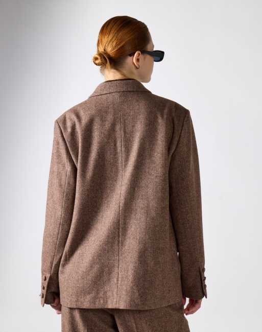 Narrated Double-breasted blazer in brown marl, 2 of 4