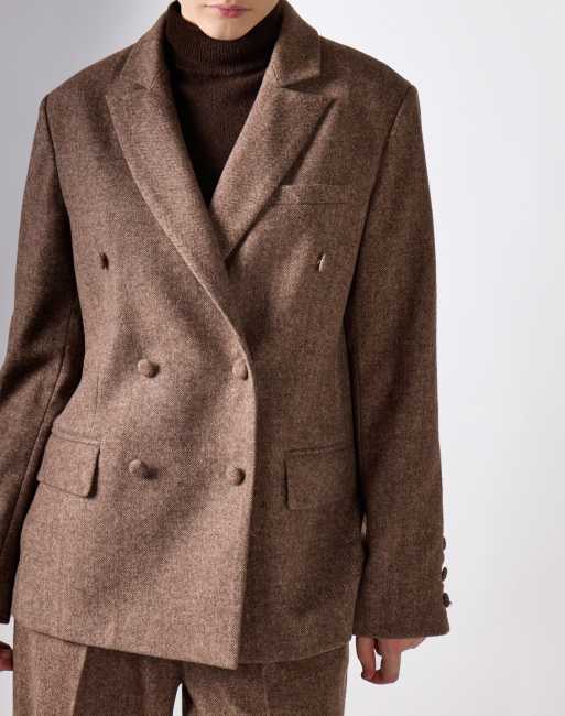 Narrated Double-breasted blazer in brown marl, 3 of 4