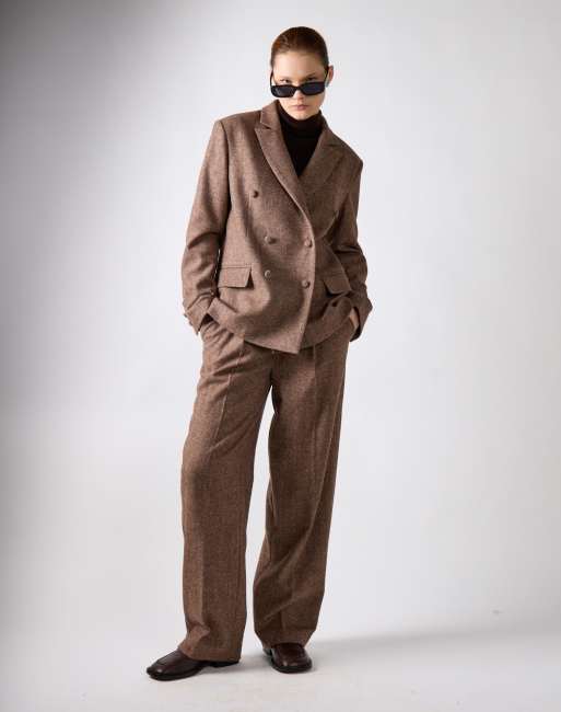 Narrated Double-breasted blazer in brown marl, 4 of 4