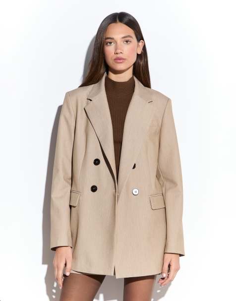 Narrated Double breasted blazer in sand - view 1