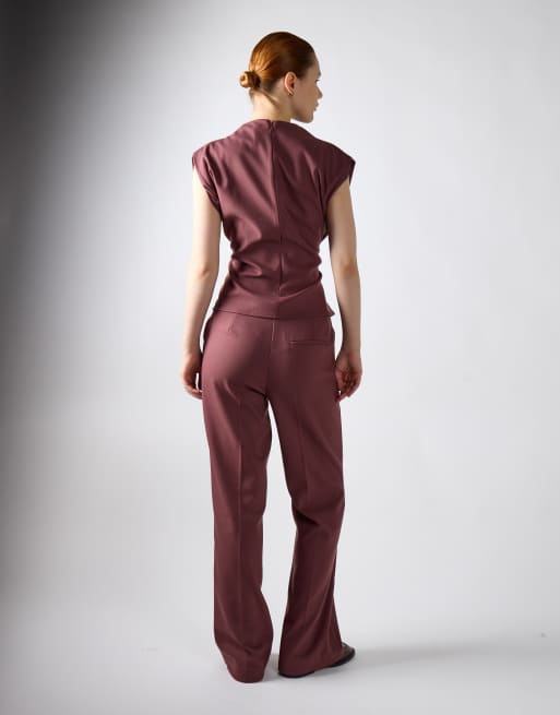 Narrated Flare suit trousers in mauve, 3 of 4