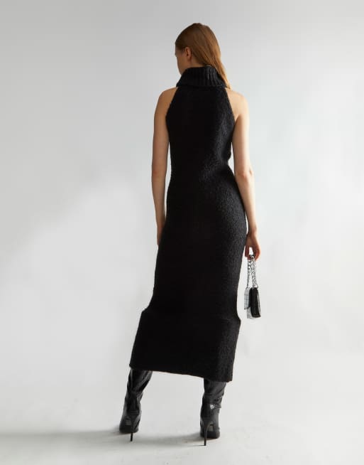 Narrated High neck sleeveless midi dress in black, 2 of 4