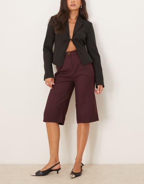 Narrated High waisted culottes in plum