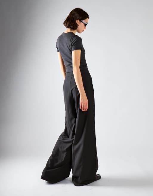 Narrated High-waisted wide-leg trousers in black, 4 of 4