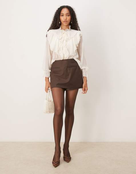 Narrated Mini skort in brown - view 1