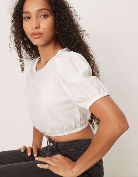Narrated Puff sleeve blouse in white - view 1