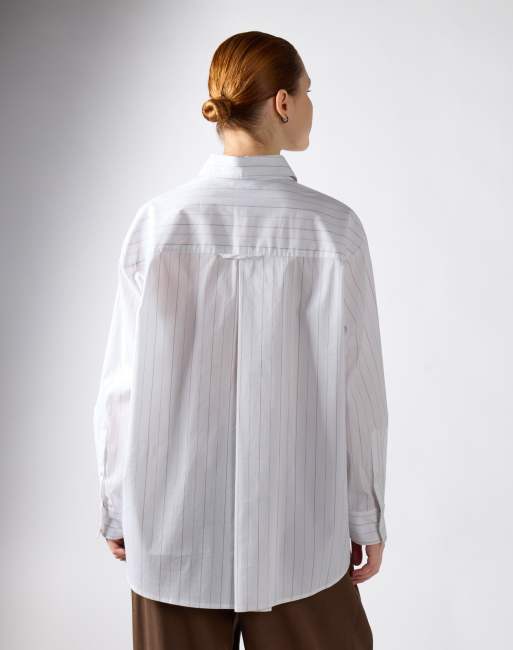 Narrated Relaxed fit button-up shirt in white stripe, 2 of 4