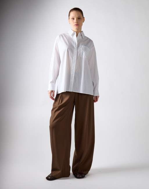 Narrated Relaxed fit button-up shirt in white stripe, 4 of 4