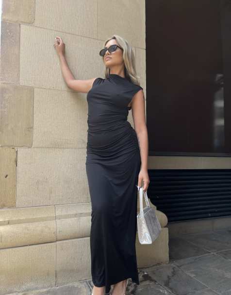 Narrated Ruched midaxi-skirt in black - view 1