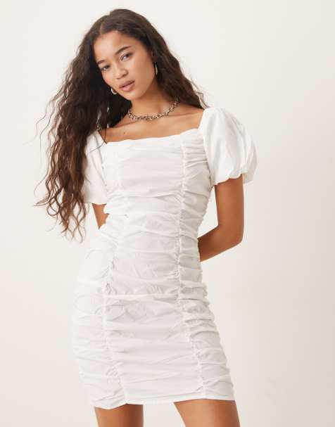 Narrated Ruched mini dress in off white - view 1
