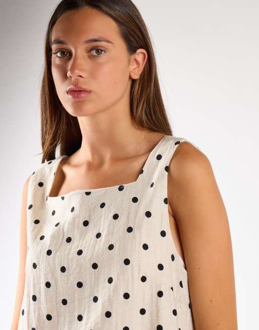 Narrated Sleeveless a line mini dress in natural black spot, 4 of 4