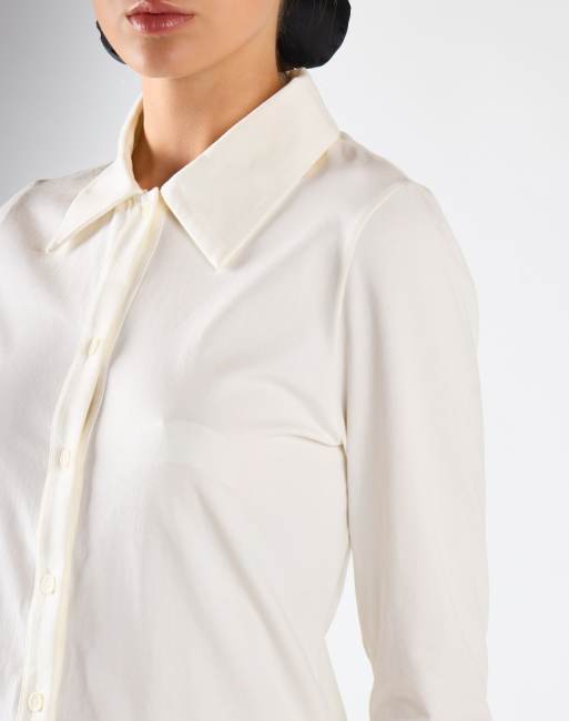 Narrated Slim fit collared shirt in off white, 4 of 4