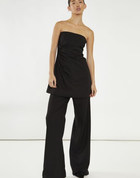 Narrated Strapless longline top in black - view 1