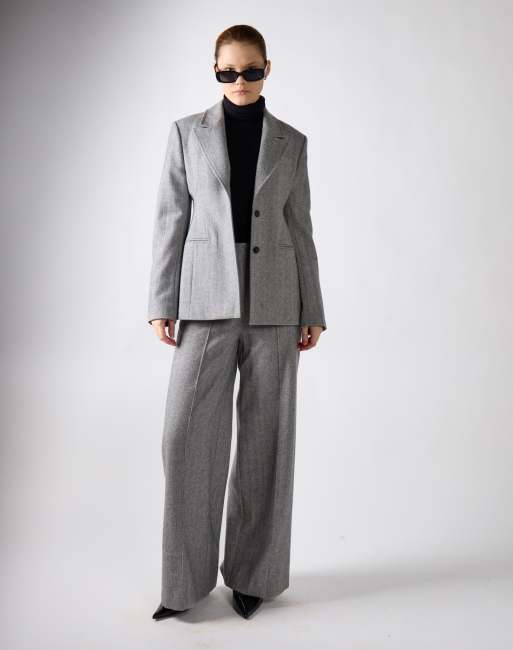Narrated Tailored fit blazer in grey herringbone, 3 of 4