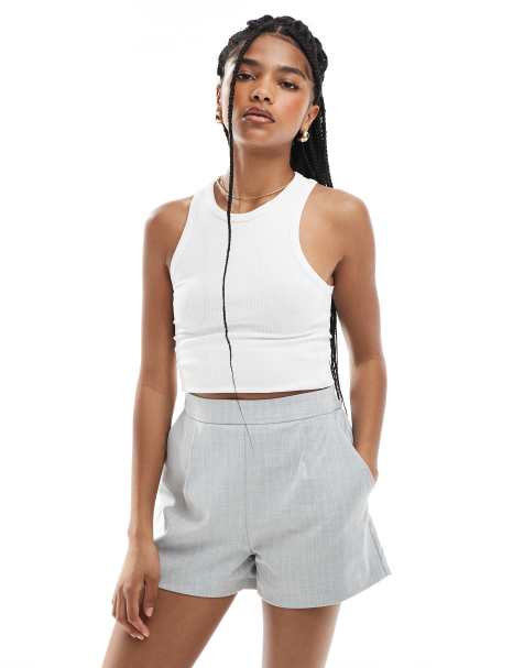 Narrated Tailored shorts in light grey pinstripe - view 1