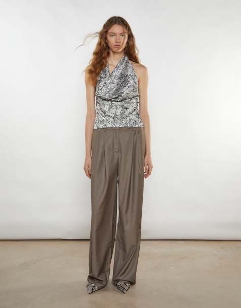 Narrated Tailored trousers in taupe brown