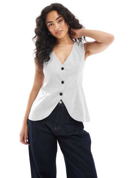 Narrated Tailored waistcoat in light grey pinstripe