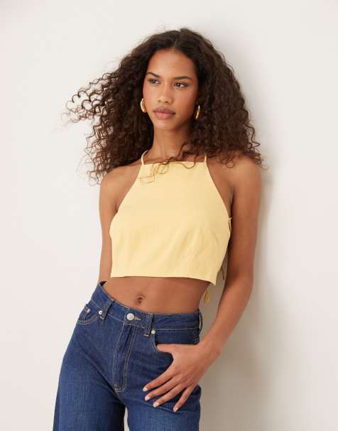 Narrated Tie back detail crop top in buttermilk - view 1