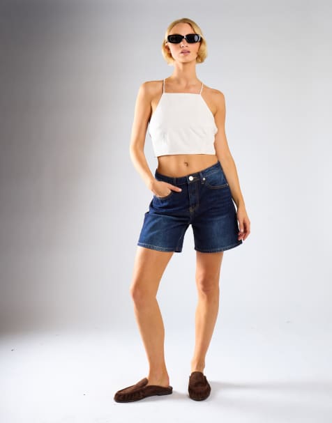 Narrated Tie back detail crop top in white