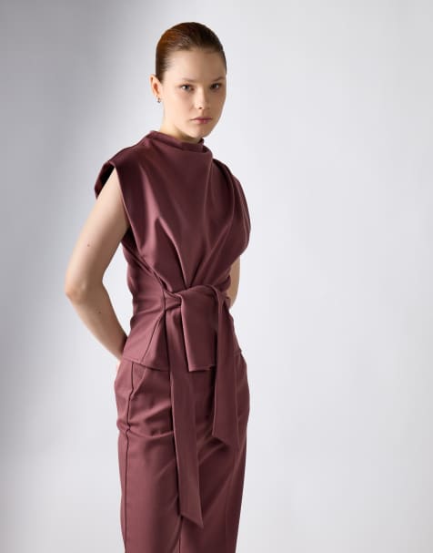 Narrated Tie front top in mauve - view 1