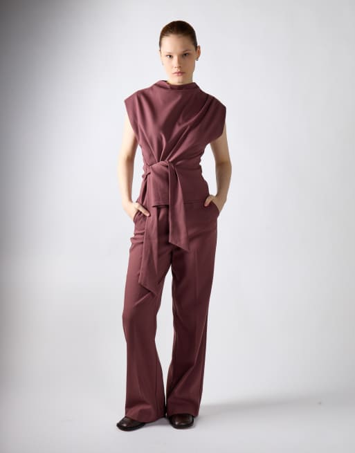 Narrated Tie front top in mauve, 4 of 4