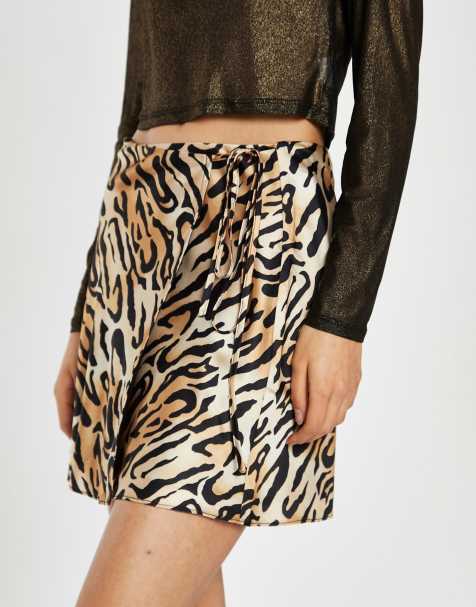 Narrated Wave wrap mini-skirt in large natural leopard - view 1