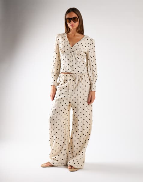 Narrated Wide-leg trousers in natural black spot - view 1