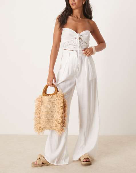 Narrated Wide leg trousers in white