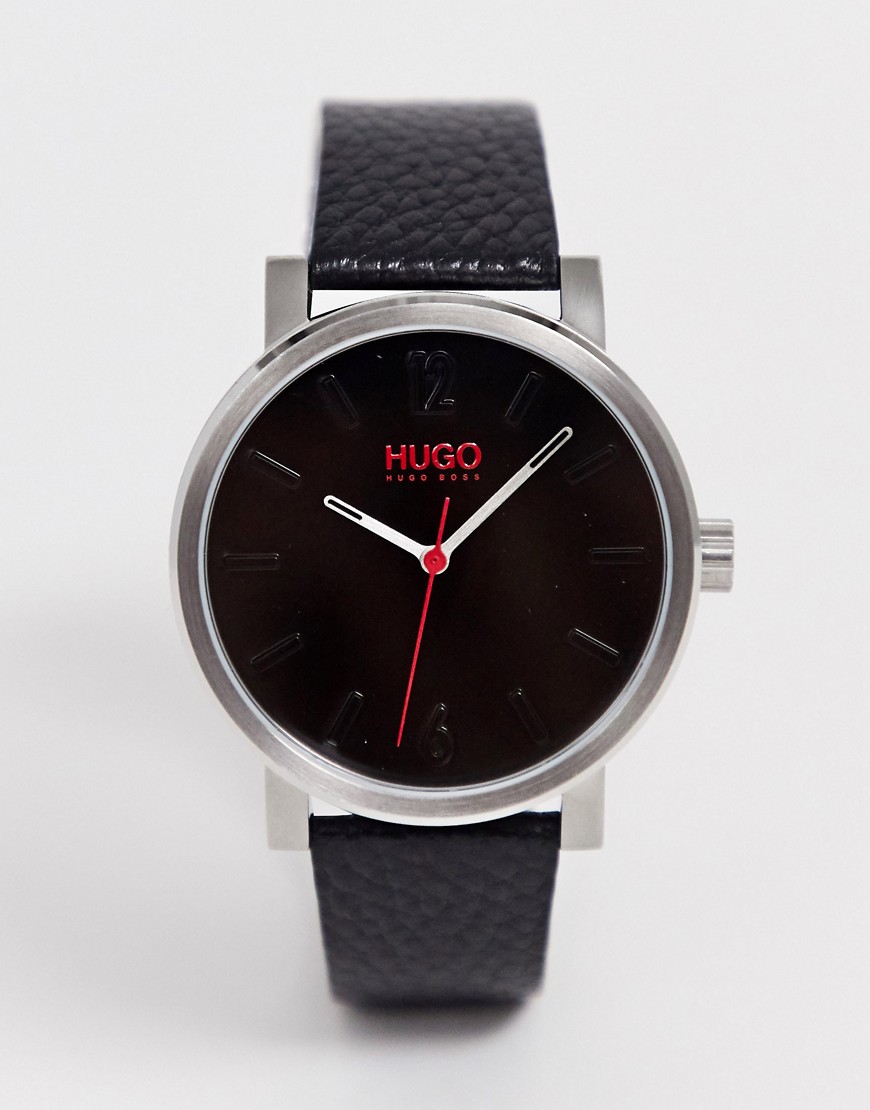 фото Наручные часы с кожаным ремешком hugo 1530115 rase 42 мм-черный
