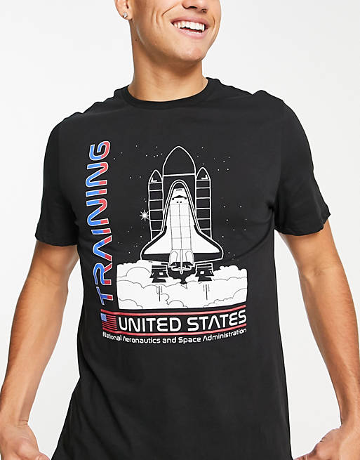 Pigiama con T-shirt e pantaloncini in e grigio Shuttle Training NASA Asos Uomo Abbigliamento Intimo Magliette intime 