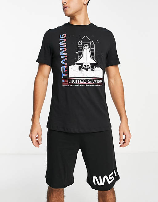 NASA - Shuttle Training - Pyjamaset met T-shirt en short in zwart en grijs