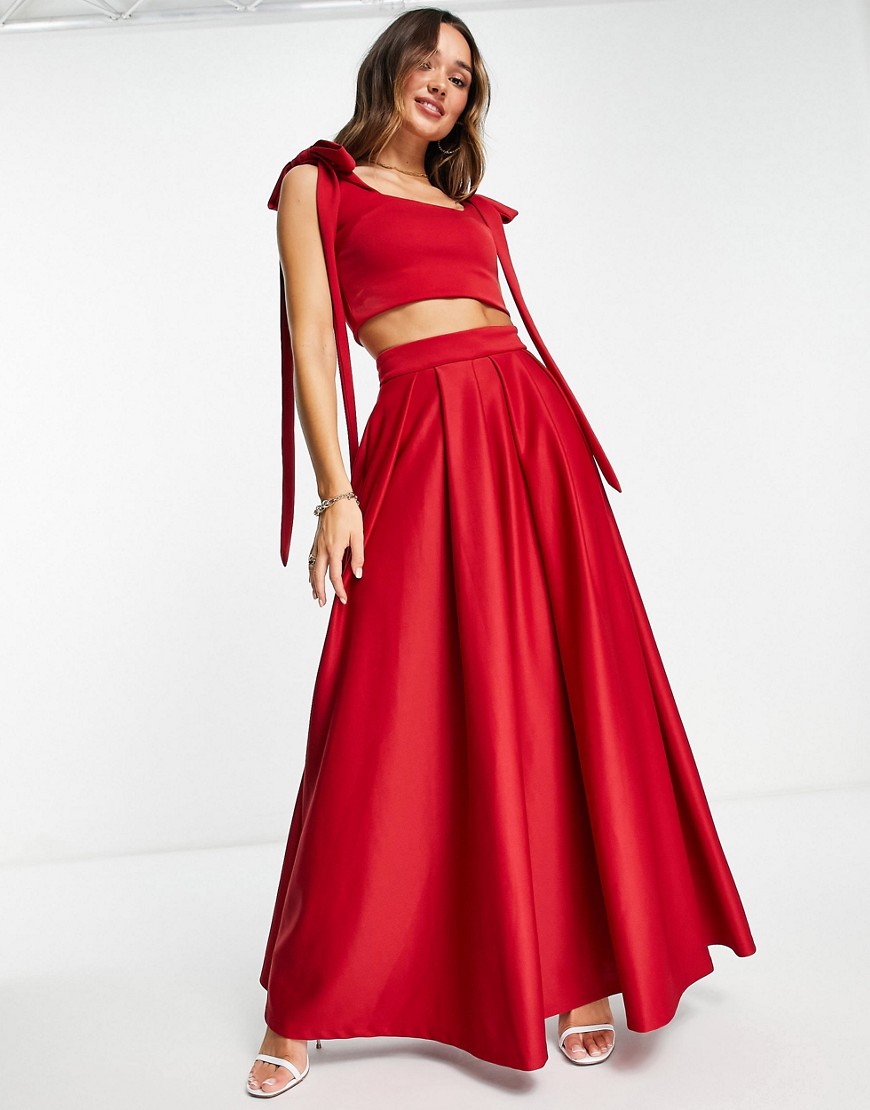 Насыщенно-красная юбка макси с карманами (от комплекта) -Белый True Violet 110579049