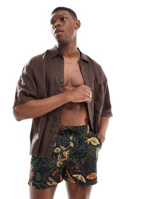 Native Youth Native Youth all over stitch print swimshorts in black