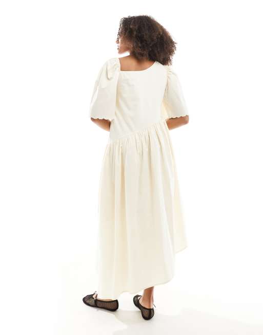 Native Youth asymmetric midaxi dress in buttermilk