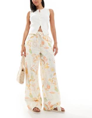 Native Youth Native Youth beach tie detail wide leg trousers in multi