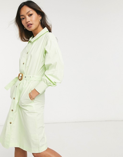 Native Youth belted shirt dress in green