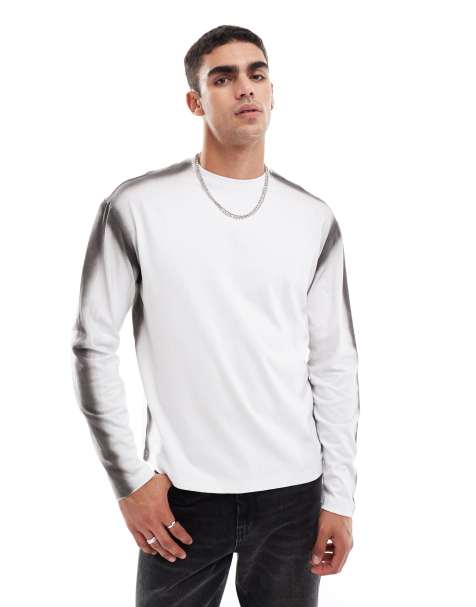 Native Youth – Biały T-shirt z długim rękawem i efektem sprayu - view 1